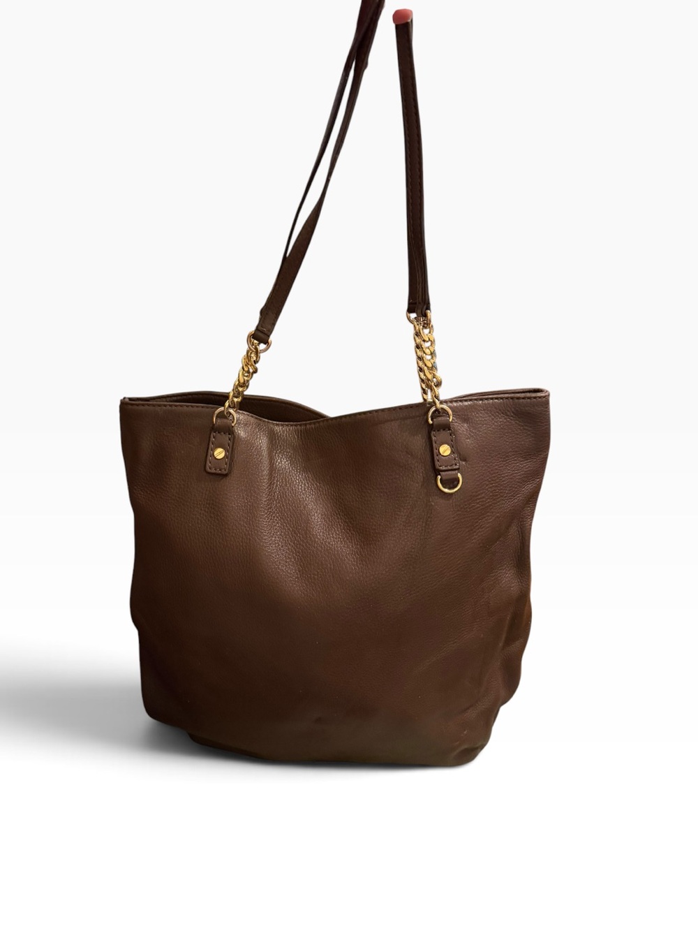 MICHAEL KORS JET SET SIGNATURE BROWN PEBBLED LEATHER TOTE BAG